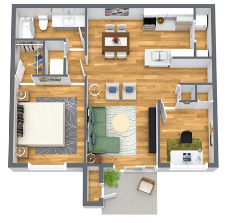 1 Bed 1 Bath Chelsea Floorplan